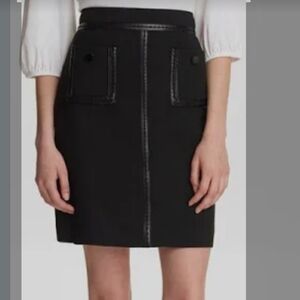 Karl Lagerfeld Mini Skirt Women Black Sz8 Patch Pockets Zip Closure